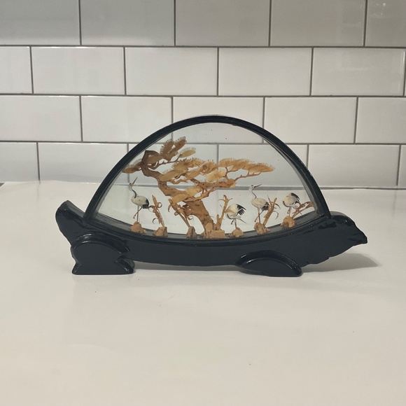 VTG Chinese Diorama cork Stork Wood Case signed San You - Picture 7 of 7